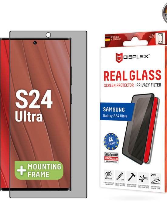 Displex - Premium Real Glass Privacy Full Cover - Samsung Galaxy S24 Ultra - Black