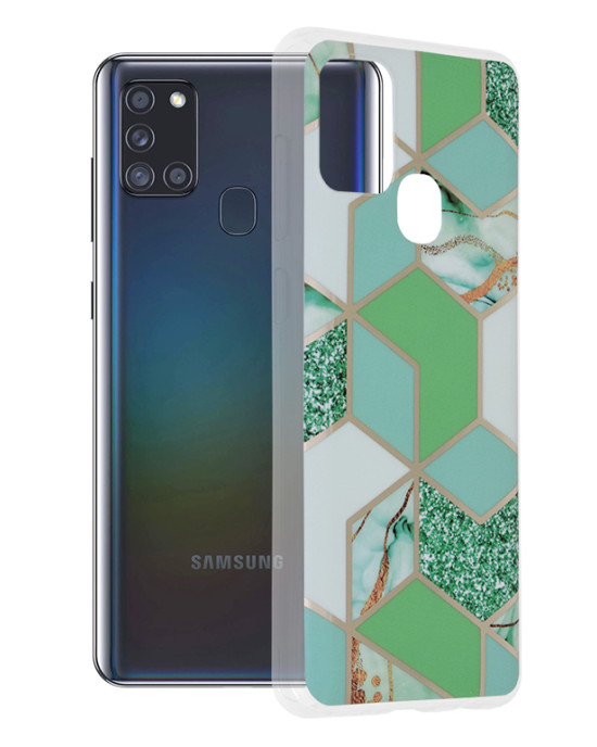Techsuit - Marble Series - Samsung Galaxy A21s - Green Hex