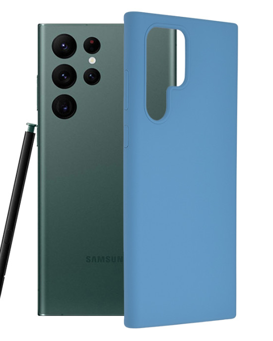 Techsuit - Soft Edge Silicone - Samsung Galaxy S22 Ultra - Denim Blue