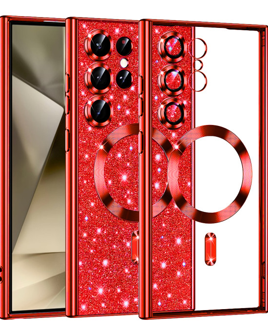 Techsuit - Luxury Glitter MagSafe - Samsung Galaxy S24 Ultra - Red