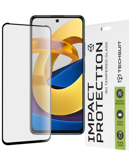 Techsuit - 111D Full Cover / Full Glue Glass - Xiaomi Poco M4 Pro 5G - Black