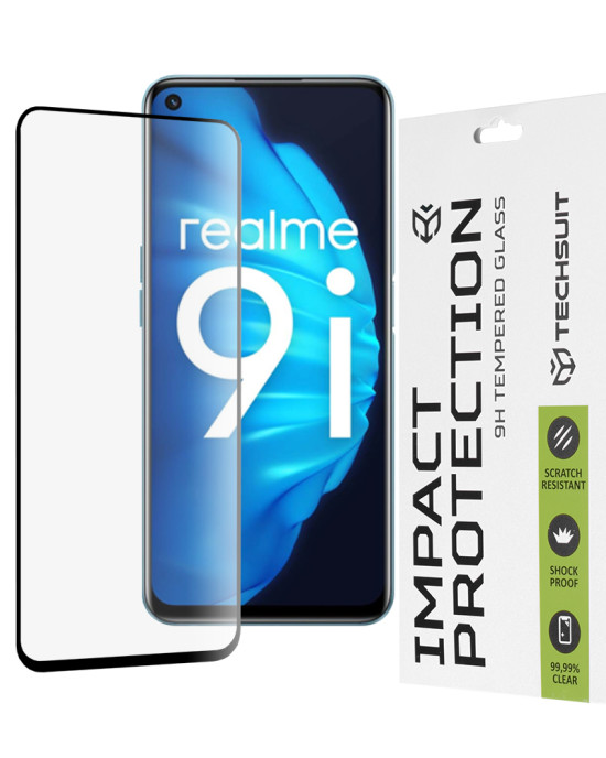 Techsuit - 111D Full Cover / Full Glue Glass - Realme 9i 4G / 9 5G / 9 Pro / Oppo A76 / A96 / OnePlus Nord CE 2 Lite 5G - Black