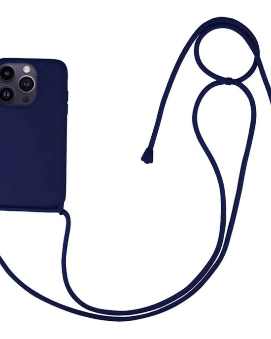 Θήκη Σιλικόνης με Κορδόνι CarryHang Sonique Apple iPhone 14 Pro Μπλε Σκούρο