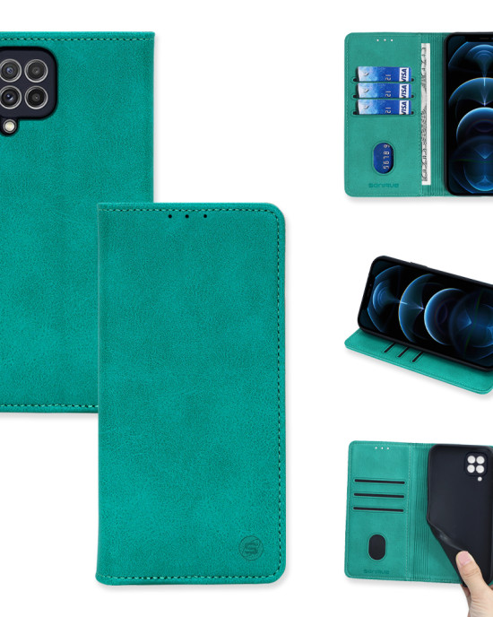 Θήκη Πορτοφόλι Vintage Magnet Wallet Sonique Samsung Galaxy A22 4G / Galaxy M32 4G / Galaxy M22 4G Βεραμάν