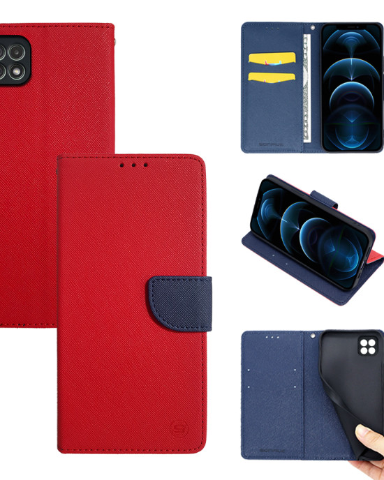 Θήκη Πορτοφόλι Sonique Trend Wallet Samsung Galaxy A22 5G Κόκκινο / Σκούρο Μπλε