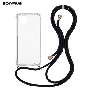 Θήκη Σιλικόνης με Κορδόνι Sonique Armor Clear Apple iPhone 11 Μαύρο