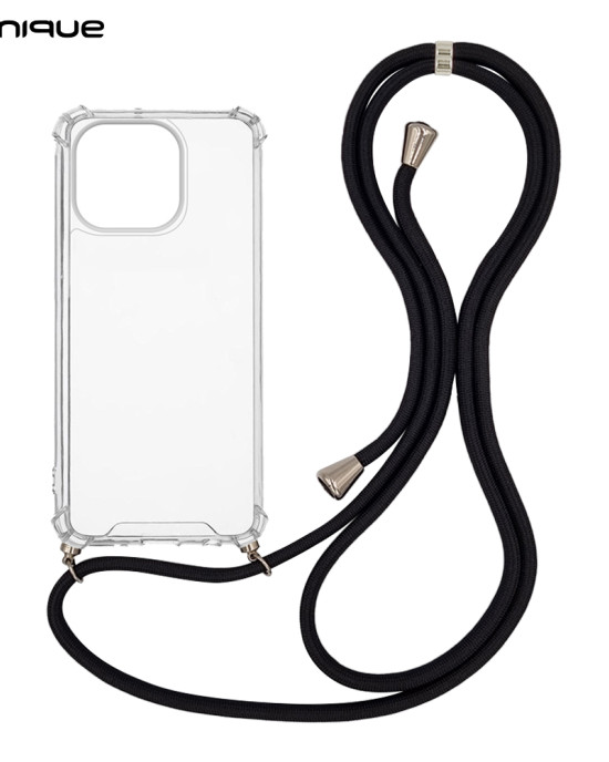 Θήκη Σιλικόνης με Κορδόνι Sonique Armor Clear Apple iPhone 14 Pro Μαύρο