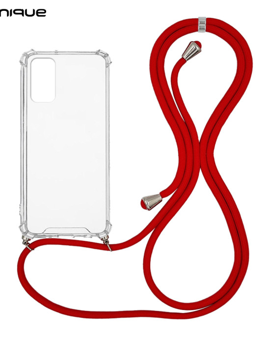 Θήκη Σιλικόνης με Κορδόνι Sonique Armor Clear Samsung Galaxy A13 5G / Galaxy A04s Κόκκινο