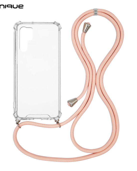 Θήκη Σιλικόνης με Κορδόνι Sonique Armor Clear Huawei P30 Pro Ροζ