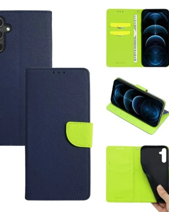 Θήκη Πορτοφόλι Sonique Trend Wallet Samsung Galaxy A54 5G Σκούρο Μπλε / Λαχανί
