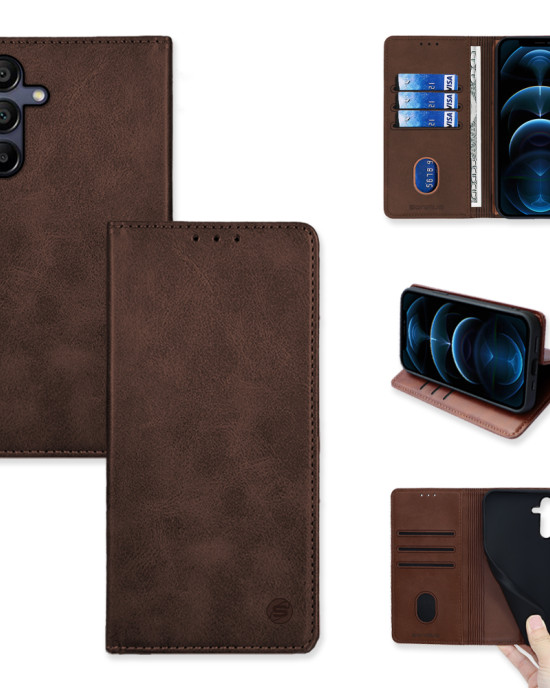 Θήκη Πορτοφόλι Vintage Magnet Wallet Sonique Samsung Galaxy A15 4G / Galaxy A15 5G Καφέ
