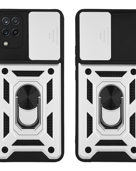 Θήκη Ring Armor CamPro Sonique για Samsung Galaxy A12 Ασημί