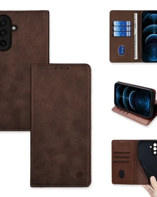 Θήκη Πορτοφόλι Vintage Magnet Wallet Sonique Samsung Galaxy A17 4G / Galaxy A17 5G Καφέ