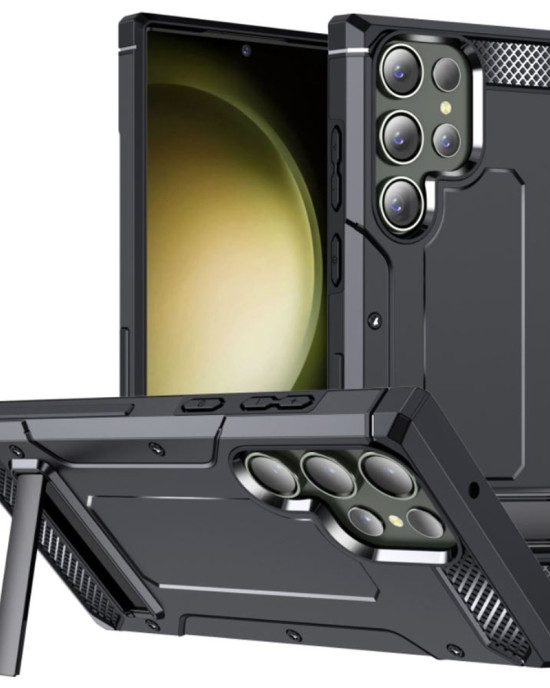 Techsuit - Hybrid Armor Kickstand - Samsung Galaxy S23 Ultra - Black