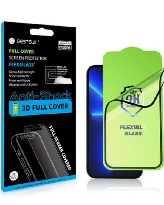 Bestsuit Flexible Hybrid Glass 5D For Apple Iphone 16 Pro Max Black