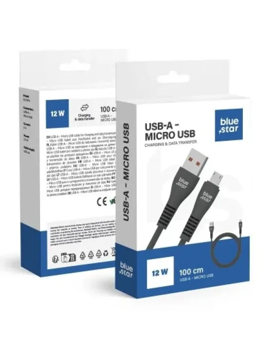 Cable Usb A To Micro Usb Blue Star 2A 1 M Dc99M Black	