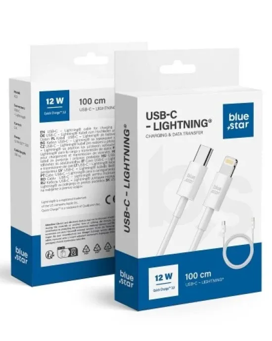 Cable Usb C To Lightning Blue Star 2A 12W 1 M