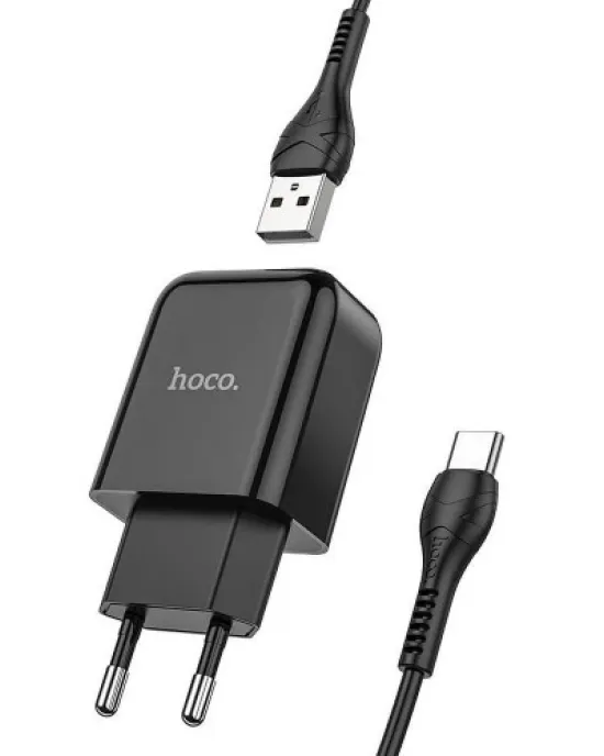 HOCO travel charger USB A + cable USB A to Type C 2.1A N2 black