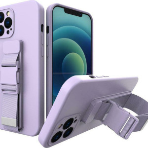 Hurtel Rope Back Cover Σιλικόνης με Λουράκι Μωβ (iPhone 13 Pro)
