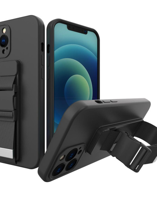 Rope case gel TPU airbag case cover with lanyard for Samsung Galaxy A72 4G black