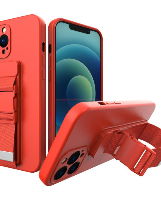 Rope case gel TPU airbag case cover with lanyard for Samsung Galaxy A72 4G red