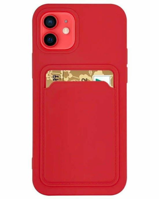 Hurtel Card Case Back Cover Σιλικόνης Κόκκινο (iPhone 13)